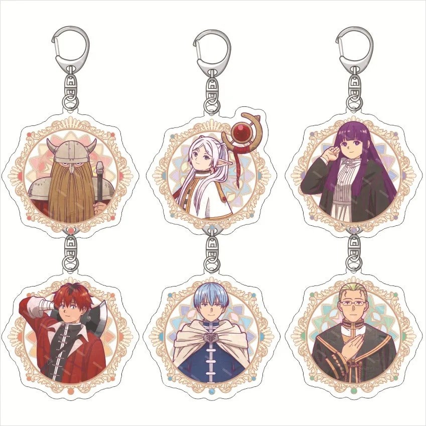 Anime Frieren At The Funeral Acrylic Keychain Frieren Himmel Cartoon Figure Key Chain Chibi Q Versio