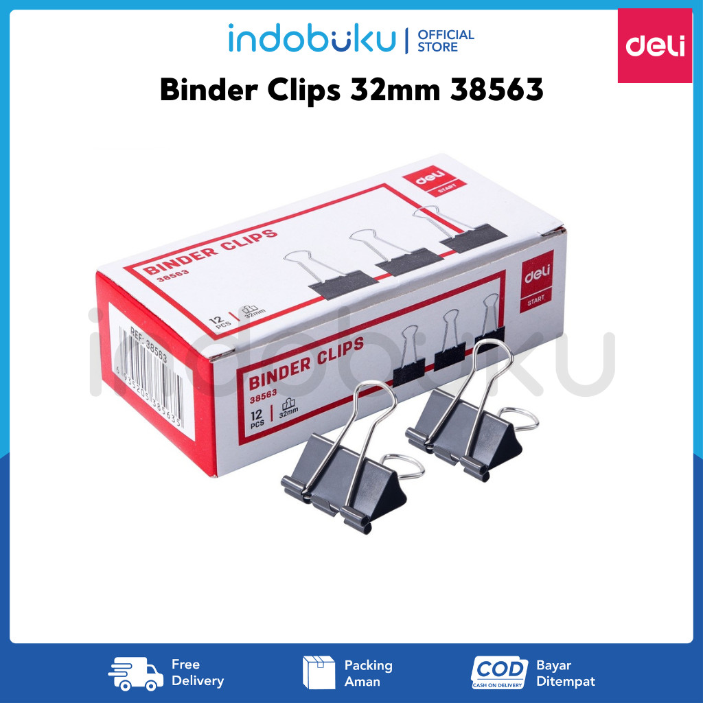 

Binder Clips Deli 32mm 38563 (1 Box Isi 12pcs)