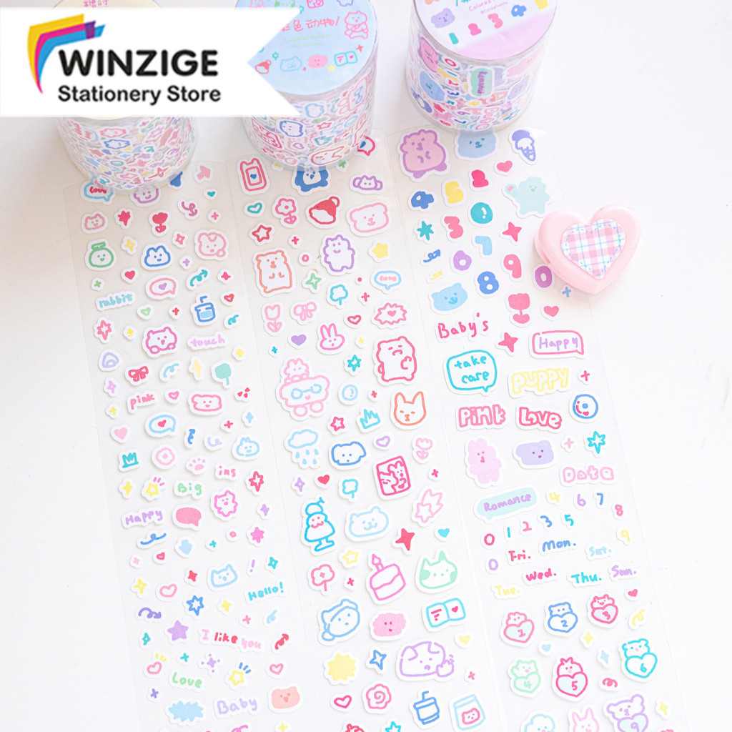 Winzige Stiker Lucu Jurnal Scrapbook Sticker Aesthetic Korea Dekorasi Cute Mini PET Sticker Tape Sel