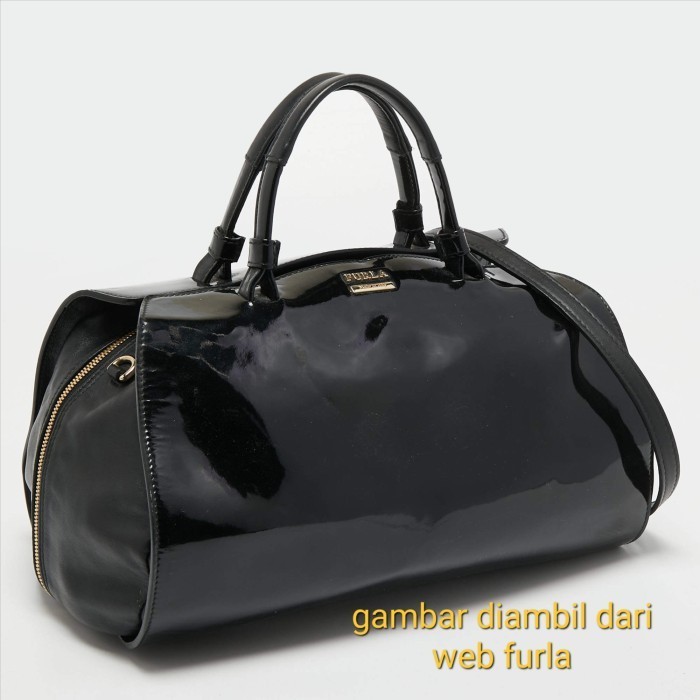 Furla authentic original patent genuine leather 2way shoulder/hand bag