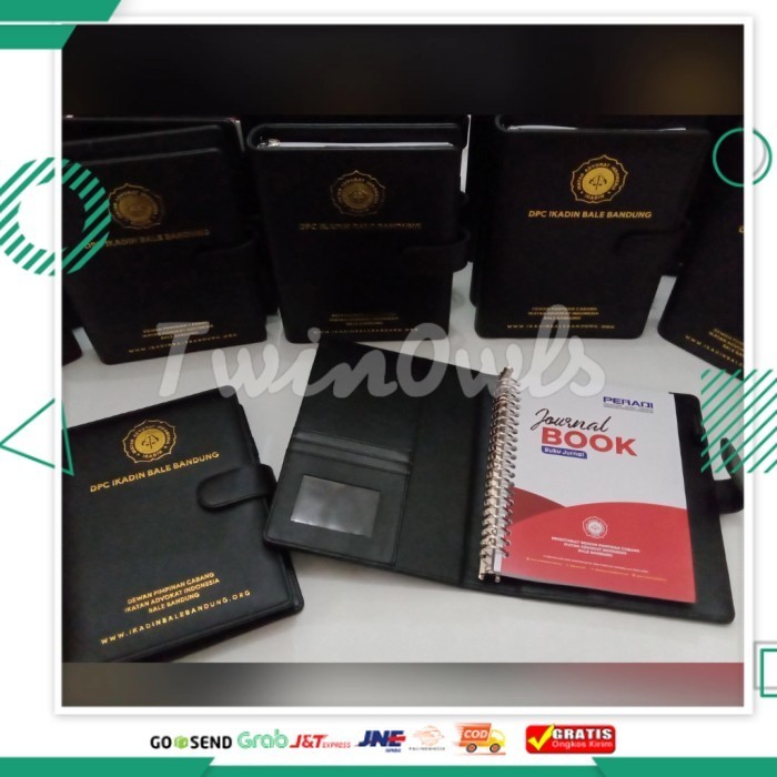 

Paling Murah buku agenda kulit hitam polos custom logo seminar dengan ring binder