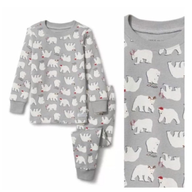BAJU SETELAN PIYAMA GREY BEAR JANIE AND JACK ANAK PEREMPUAN / LAKI