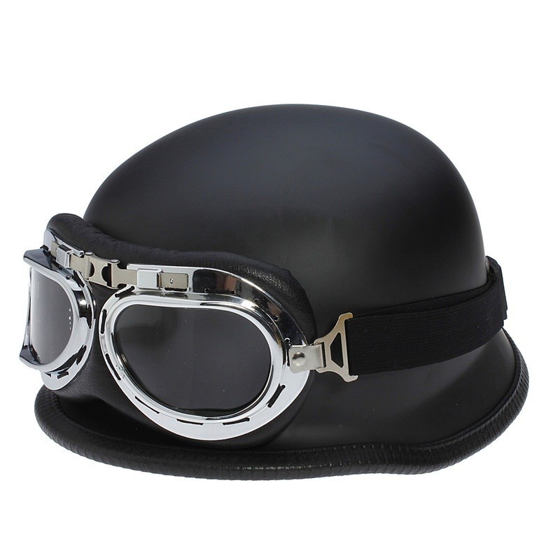 Helm sepeda motor Vintage disetujui DOT helm sepeda motor Retro Jerman helm kafe skuter Cruiser heli