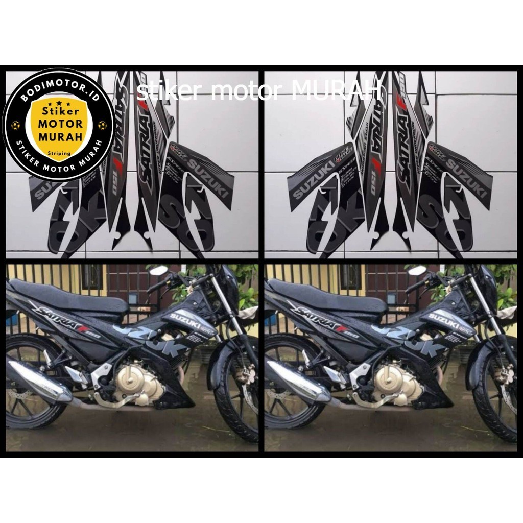 Stiker Striping Lis Les Bodi Motor Suzuki Satria Fu 2015 Facelift Full Hitam Abu