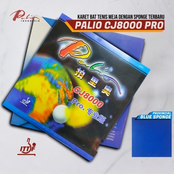 Karet Bat Tenis Meja Pingpong Palio CJ8000 Provincial Blue Sponge - Merah -MNB24