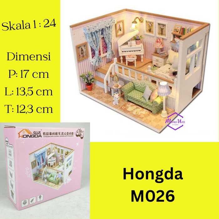 Vincent MIniatur Rumah DIY Doll House Large Room Pajangan Meja Rumah Boneka - Hongda M026