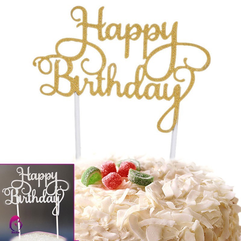 

HIASAN KUE TULISAN HAPPY BIRTHDAY CAKE TOPPER HIASAN CAKE EMAS / GOLD TKKH000223