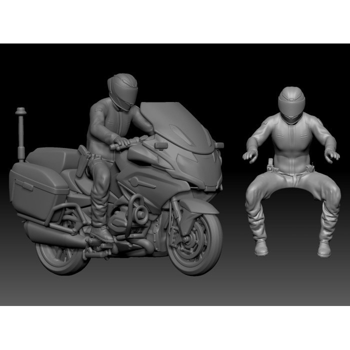 Figure Diorama Diecast Resin police riding tanpa motor Miniatur Skala 64