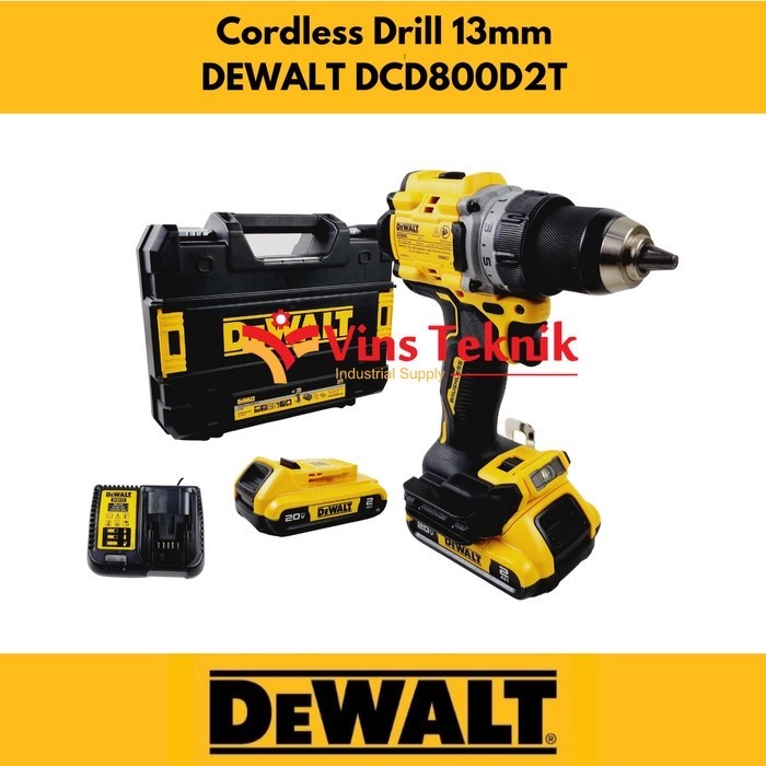 PROMO SPESIAL Cordless Drill driver DCD800 Mesin bor baterai 13mm DEWALT DCD800D2T