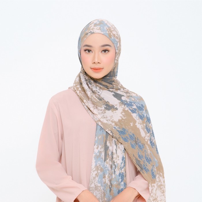 ZM - Cyril Mocca Pashmina Instant Plisket Jelita Indonesia Lamun Ombak