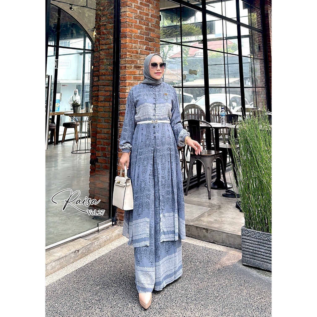 Tunik Reisha 27 Andria 6 / Set Tunik Ceruty Baby Doll / Set Ibu Busui Celana Tunik Terlaris Set Rais
