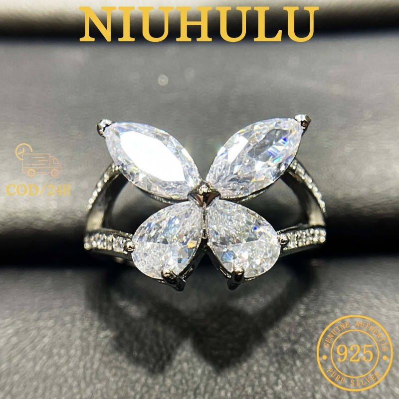 Tetesan Air Kupu-kupu Cincin Moissanite Pt950 Platinum Fashion Wanita Cincin