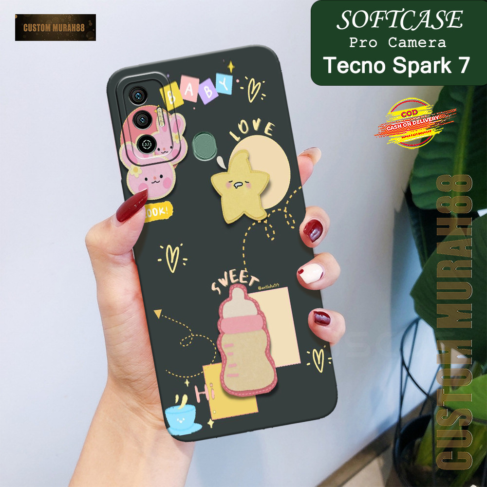 Case Tecno Spark 7 Terbaru - Fashion Case KARTUN  - Casing Hp Tecno Spark 7 - Softcase Pro Camera Te