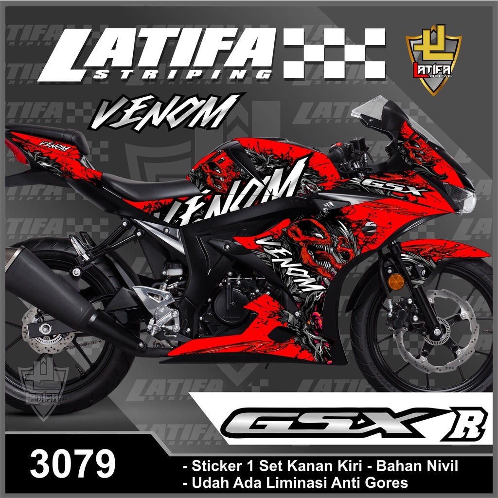 Sticker Striping GSX R 150 Desain Venom Semi Full-Stiping GSX R 150 Desain Venom