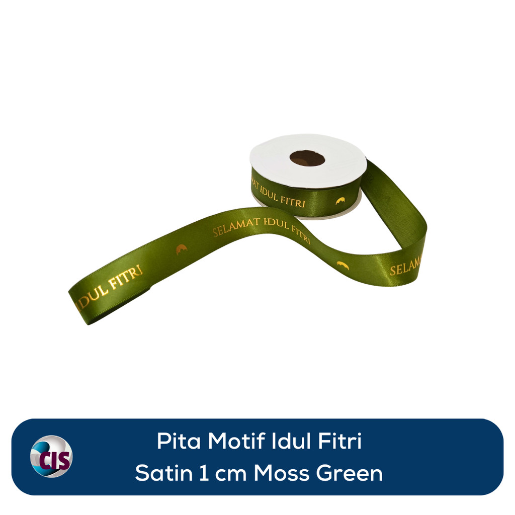 

Pita Kardo Motif Idul Fitri / Pita Mubarak Ribbon 1 cm Bahan Satin Warna Moss Green (1 Meter)