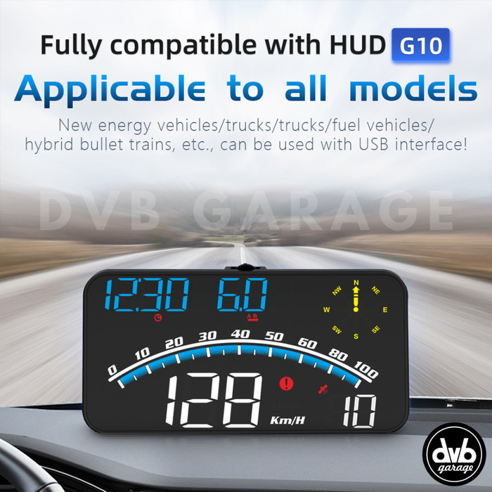 G10 HUD Digital Car Instrument Meter Indikator Mobil Speed Compass Alarm Head Up Display