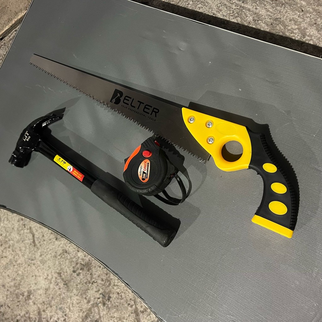 Paket Gergaji Kayu 14" Palu Kambing Gagang BESI MAGNET 8 oz Gergaji Kayu Gagang Plastik 14 Inch Mete