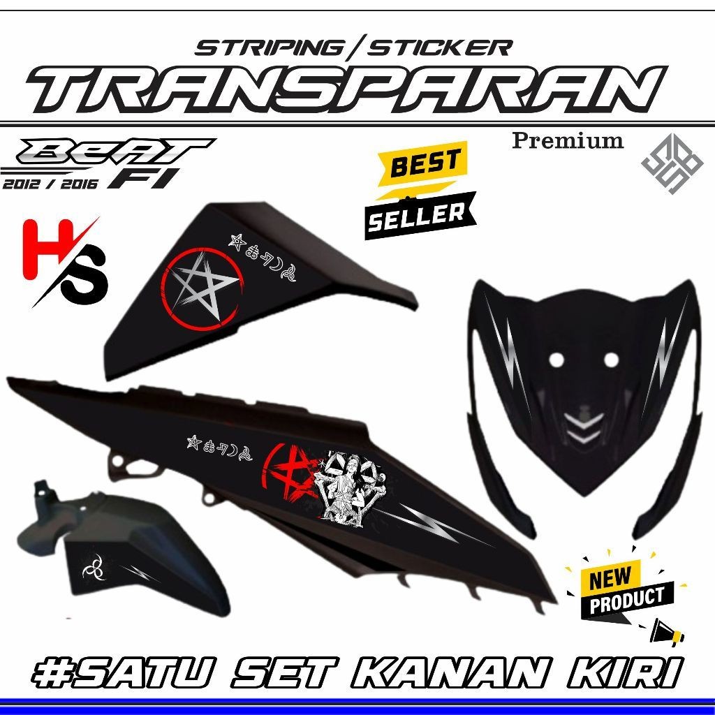 STRIPING STICKER TRANSPARAN UV MOTOR BEAT F1 TAHUN 2012 2016 LIST KEREN V1 STIKER MOTOR