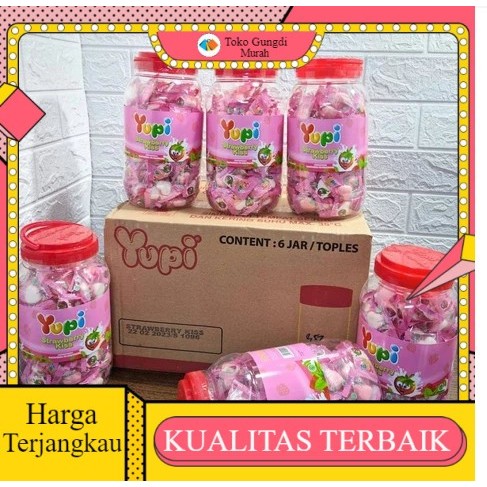 

Permen Yupi Strawberry Kiss Jar 300gr