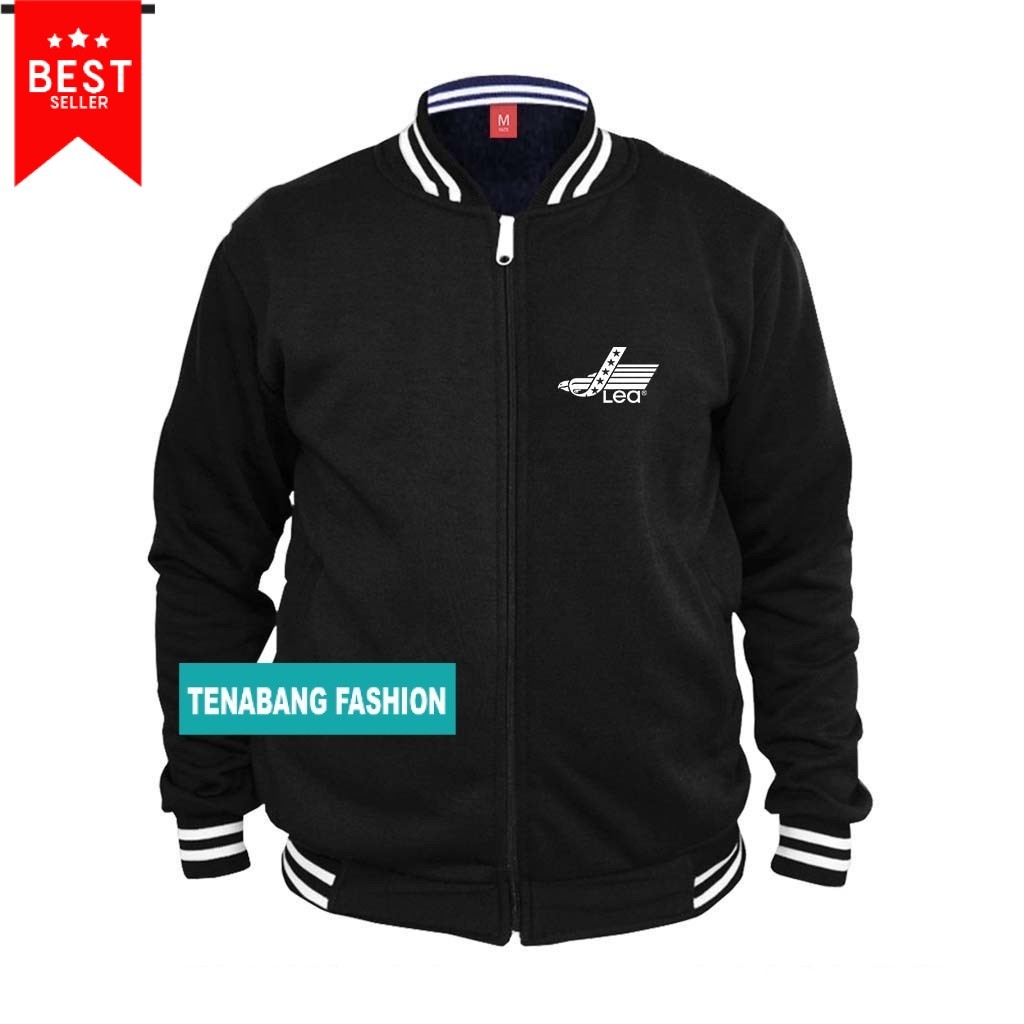Jaket Varsity Pria Wanita Resleting  / Lea Keren | Text Putih Baseball Distro Pria/  Jaket Baseball 