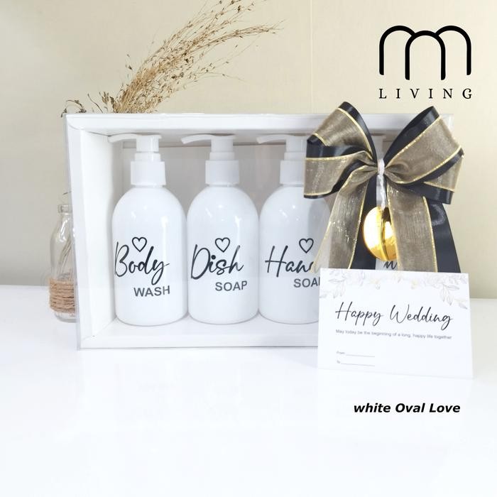 

[New Arrival Hampers Wedding Kado Pernikahan Wedding Gift Botol Sabun Aesthetic - Oval Putih Edition