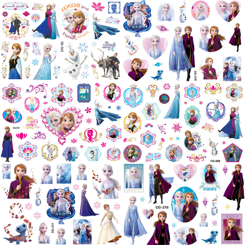

HOT Selling Frozen Tattoo Sticker Notebook Sticker Children's Toy Sticker Disposable Sticker Pack Laptop Stickers Disney toy