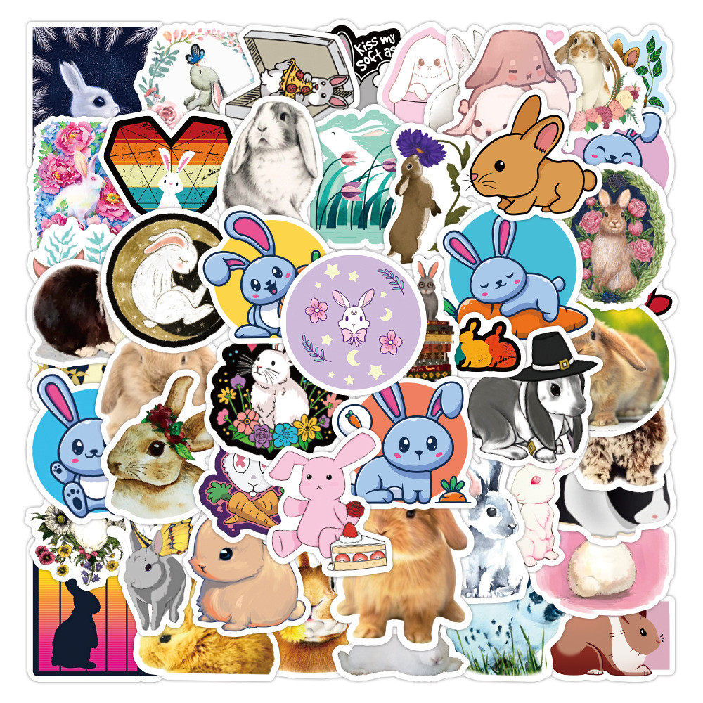 

10/20/50pcs Cute Rabbit Bunny Stickers for Kids Guitar Fridge Phone Case Cartoon Vinyl Decals Girls Children Sticker Toy Gift