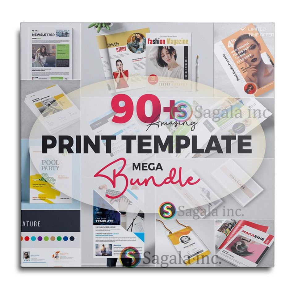 TEMPLATE 90 PRINT MEGABUNDLE - PHOTOSHOP INDESIGN DESAIN BROSUR PROPOSAL FLYER KATALOG MAJALAH