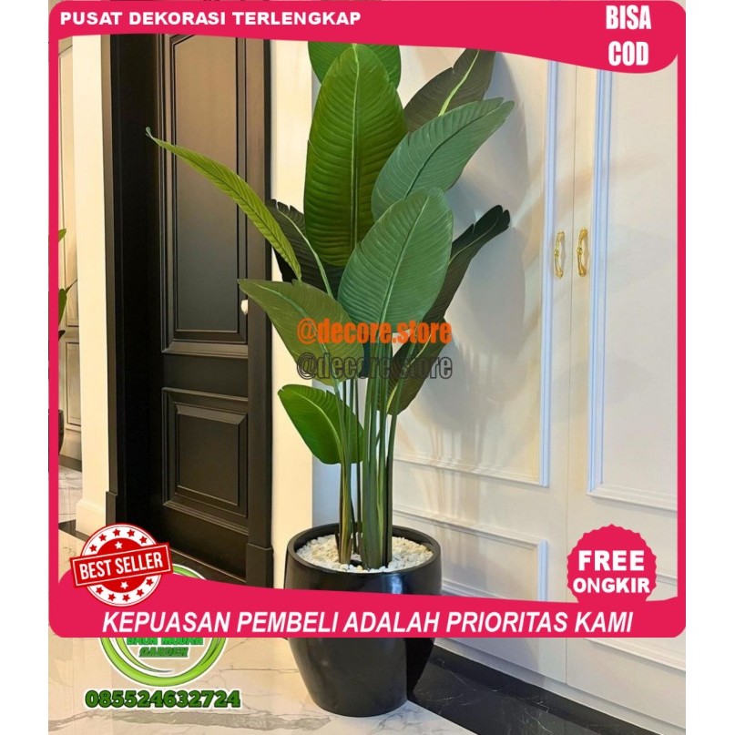 Cod tanaman pisang artificial / pohon pisang artificial / tanaman artificial - pot terazo puti