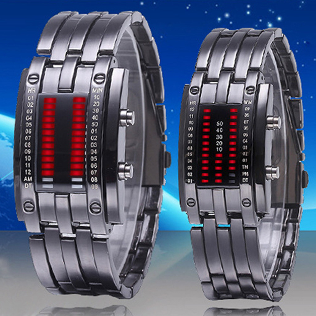 Fashion Couple Watch Men Women Luxury Watch Lovers Stainless Steel Clock LED Date Bracelet Watch Bin