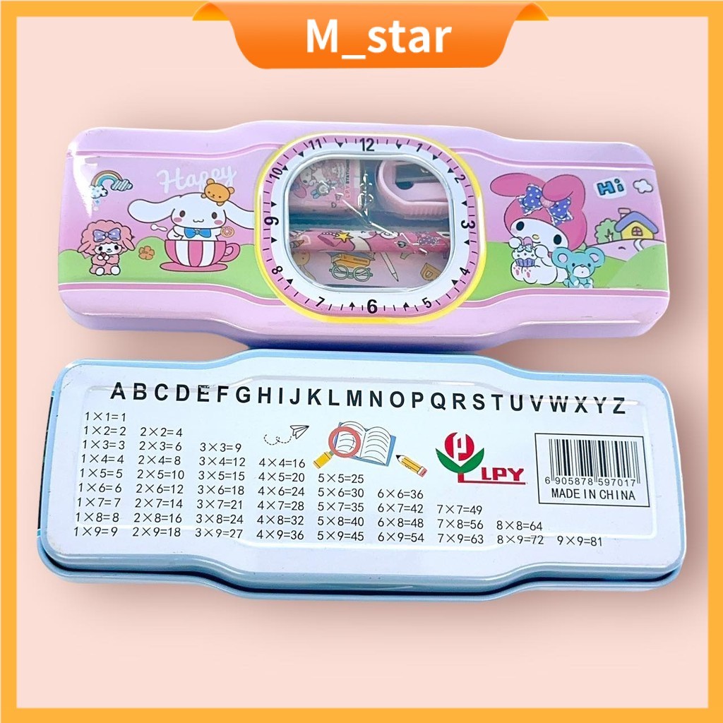 

(JAM) Kotak Pensil Kaleng Karakter ada ISI model JAM / Pensil Case Kaleng Karakter / Pensil Box Set Kuromi