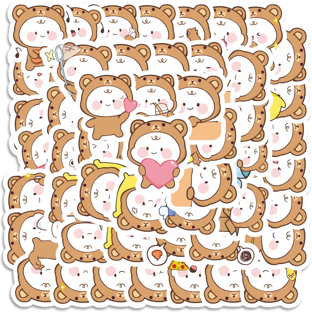 

COD 50 Pcs Stiker Kawaii Bear Cute V2 Lucu Anti Air Untuk Dekorasi Notebook Sepeda Skateboard Handphone