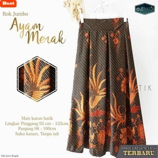 rok wanita kekinian Rok Batik Print Payung Panjang Modern Standar Jumbo Wanita Pekalongan - Motif A,