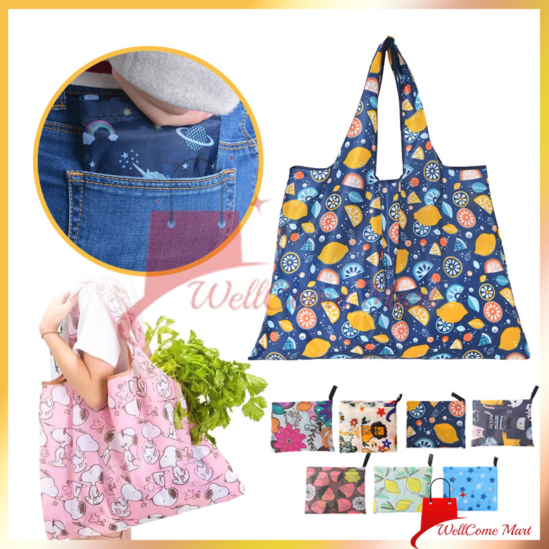 Tas Belanja Lipat Souvenir Size Big / Tas Travel Bag Kantong Belanja Tote Lipat