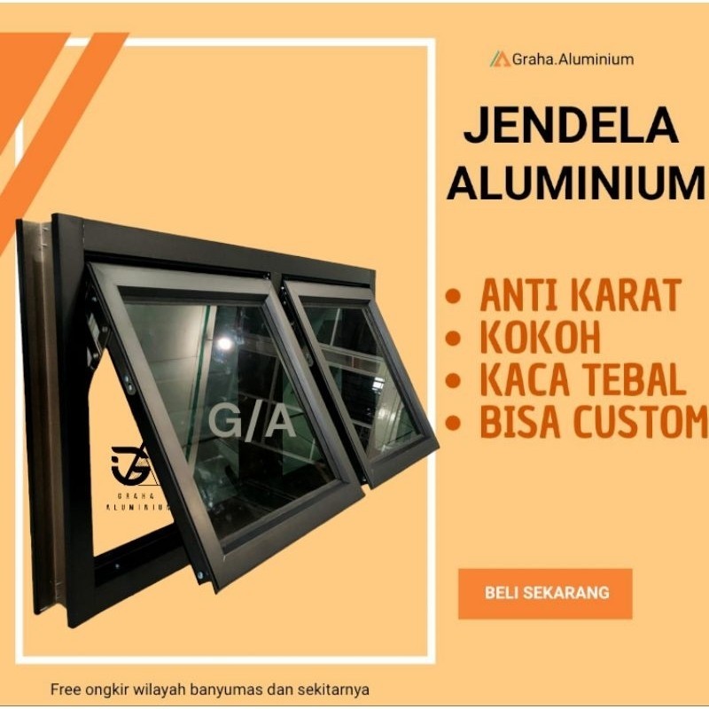 Jendela Boven Alumunium Dobel 50X100 Custom