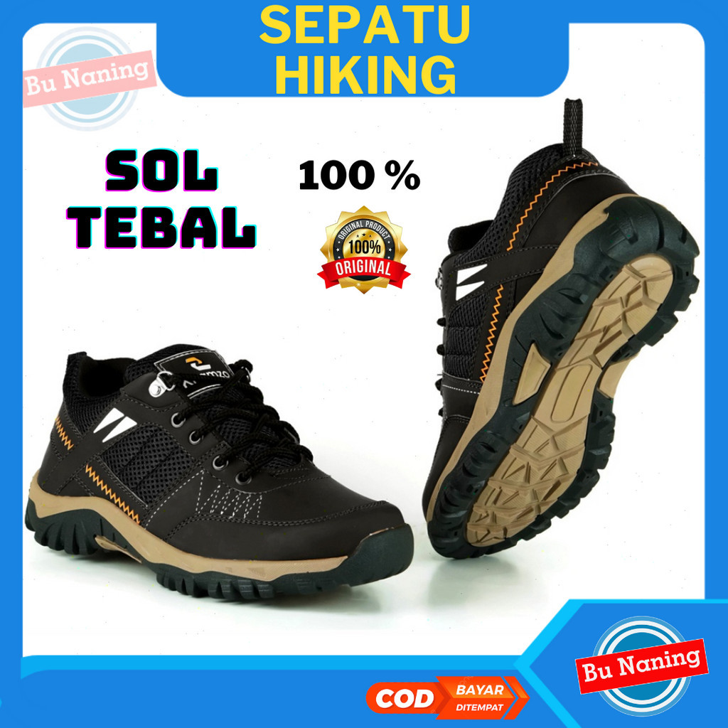 Khamzo Sepatu Sneakers Pria Outdoor Adventure D04 Original Import Kasual Kulit Terbaru