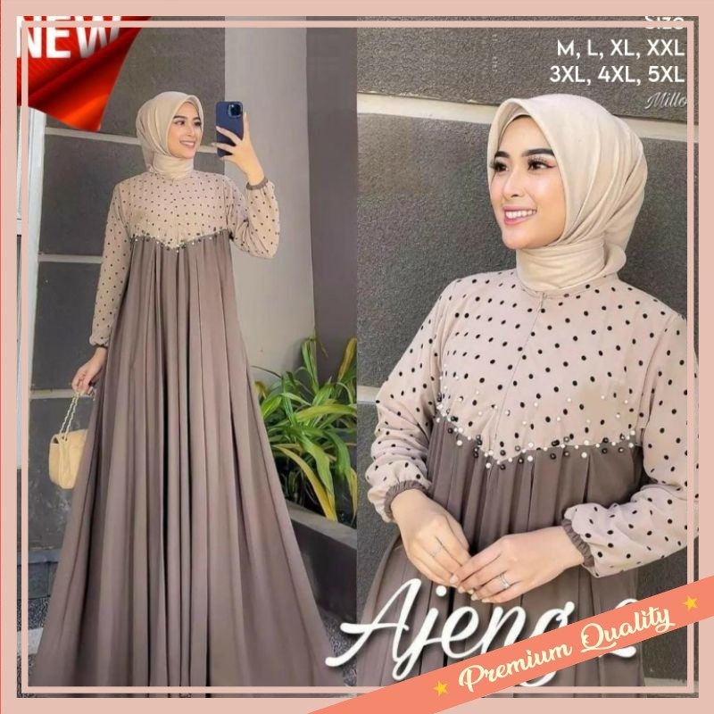 Gamis Kekinian Remaja Anak Dewasa Murah Keren / Gamis Ajeng Mutiara Tembak Ceruty Baby Doll Size Kom