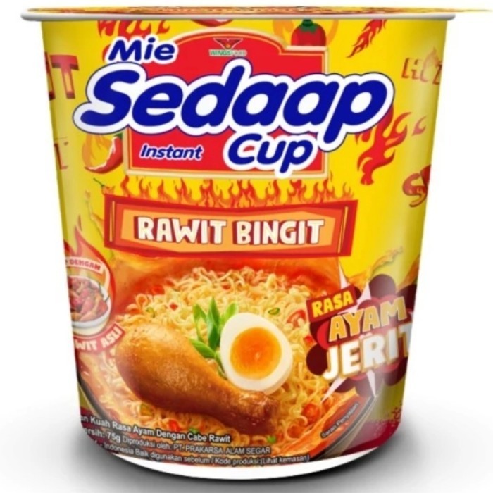 

Mie Sedap Sedaap Cup Rawit Bingit Rasa Ayam Jerit isi 12 1 dus