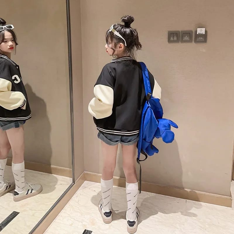 Jaket Baseball Varsity Anak Perempuan Cewek Cowok Kecil Jaket Varsity MOTIF LOGO INISIAL AC BAHAN KA