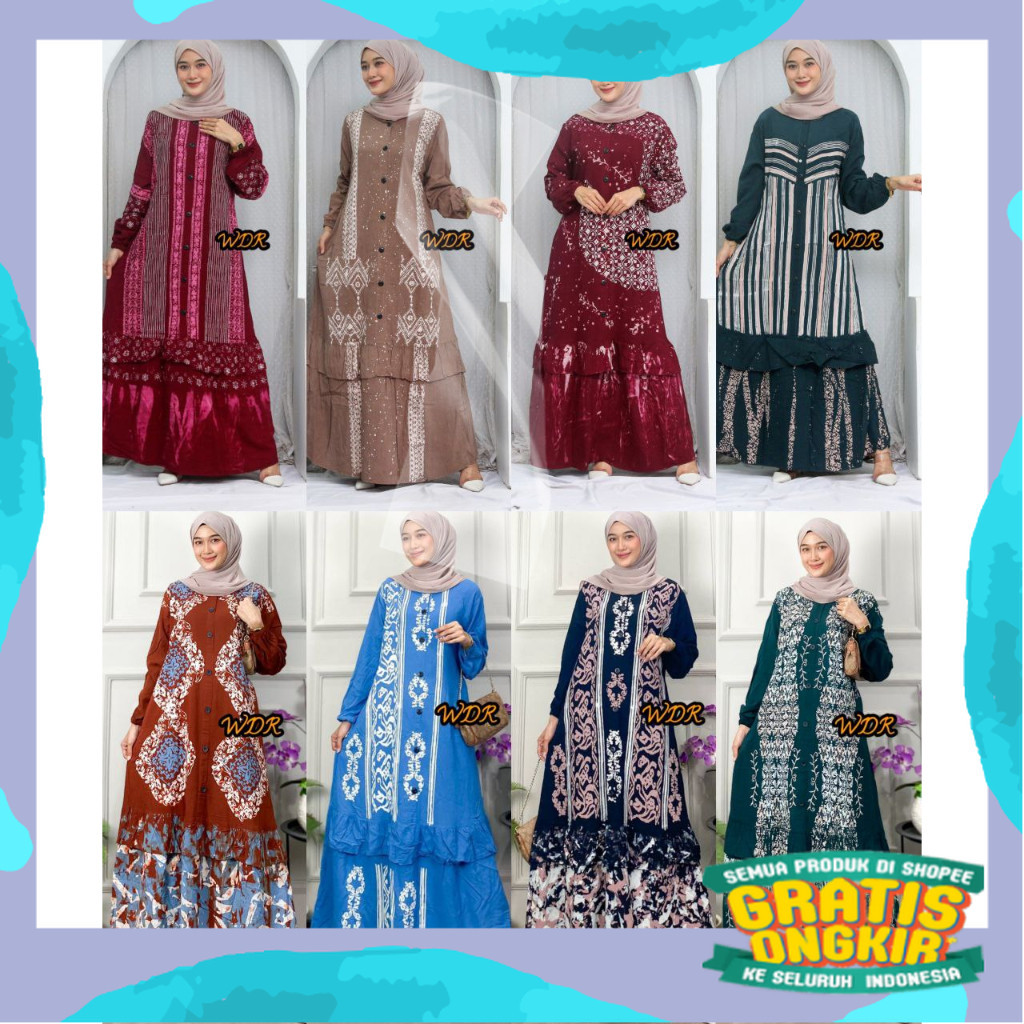 Gamis Rayon PREMIUM Candi Mekar Homey Dress Wanita | Gamis Twill Rayon JUMBO/pink fanta