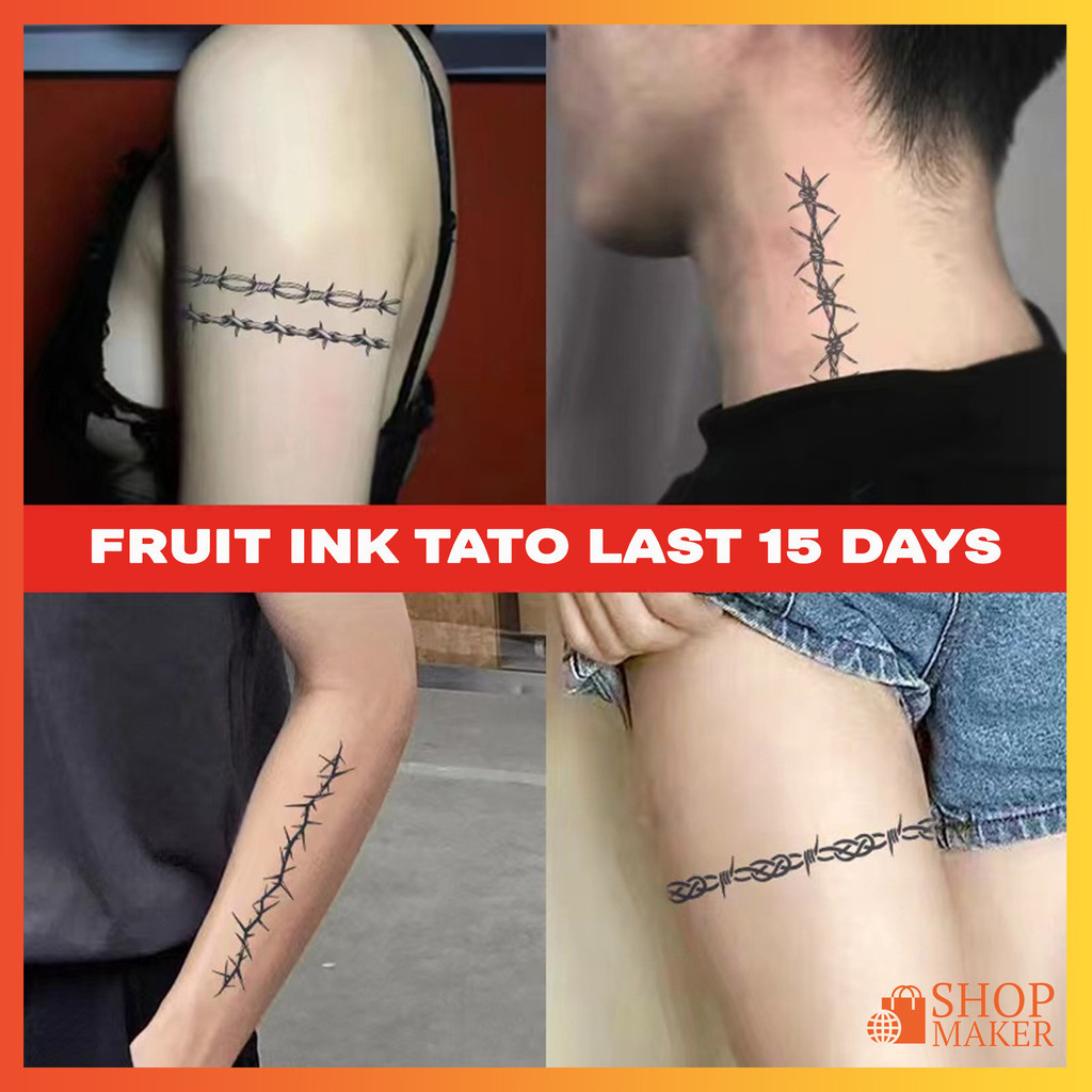 Tato fruit ink semi permanen stiker tato temporer gaya gelang garis 15 hari