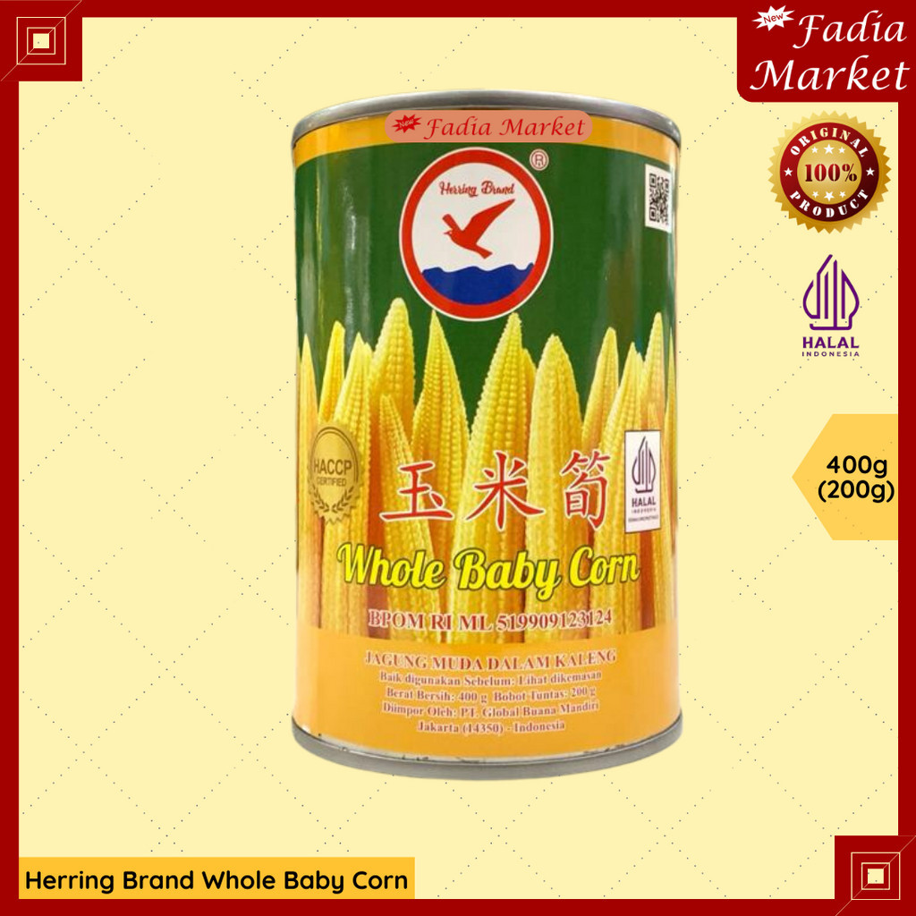 

Herring Brand Whole Baby Corn Jagung Muda Utuh Kaleng 400g 200g