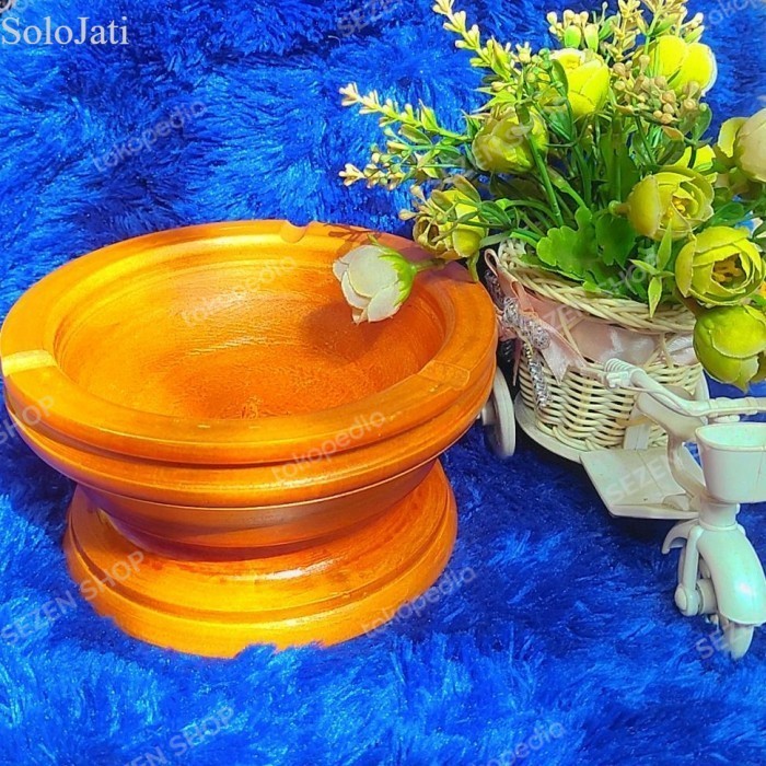 

asbak kayu ukir mahoni putih 14cm murah