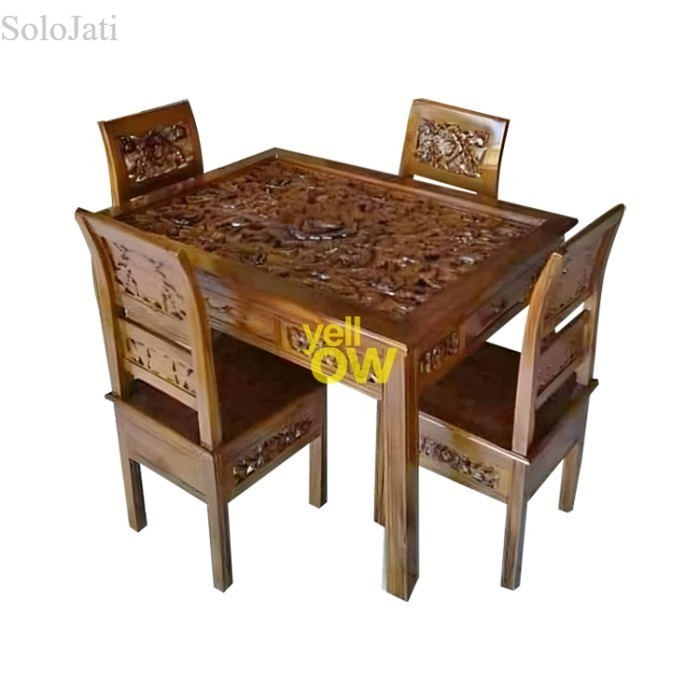 

Meja Makan Set 4 Kursi/ 6 Kursi Mewah Ukir Asli Jepara Bahan Kayu Jati - K4 MENTAH murah