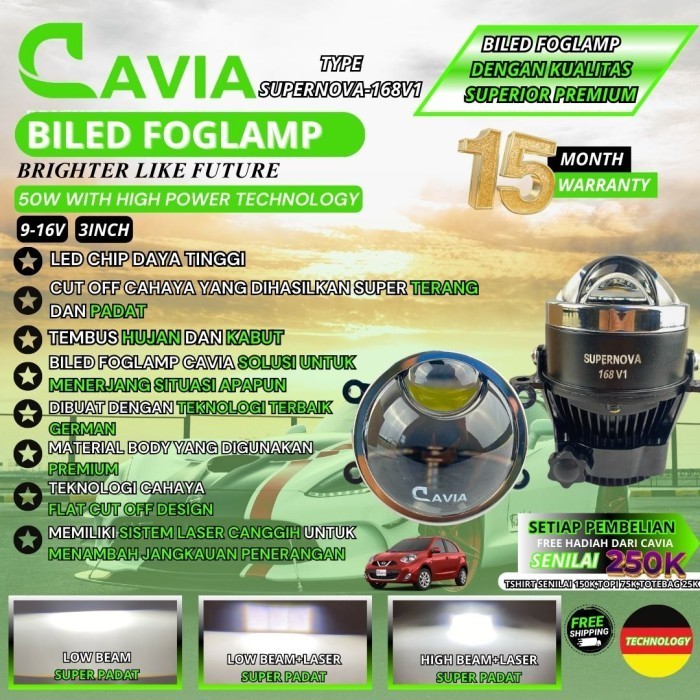 CAVIA-SUPERIOR PREMIUM LAMPU BILED LED FOGLAMP PROJECTOR NISSAN MARCH SUPER TERANG