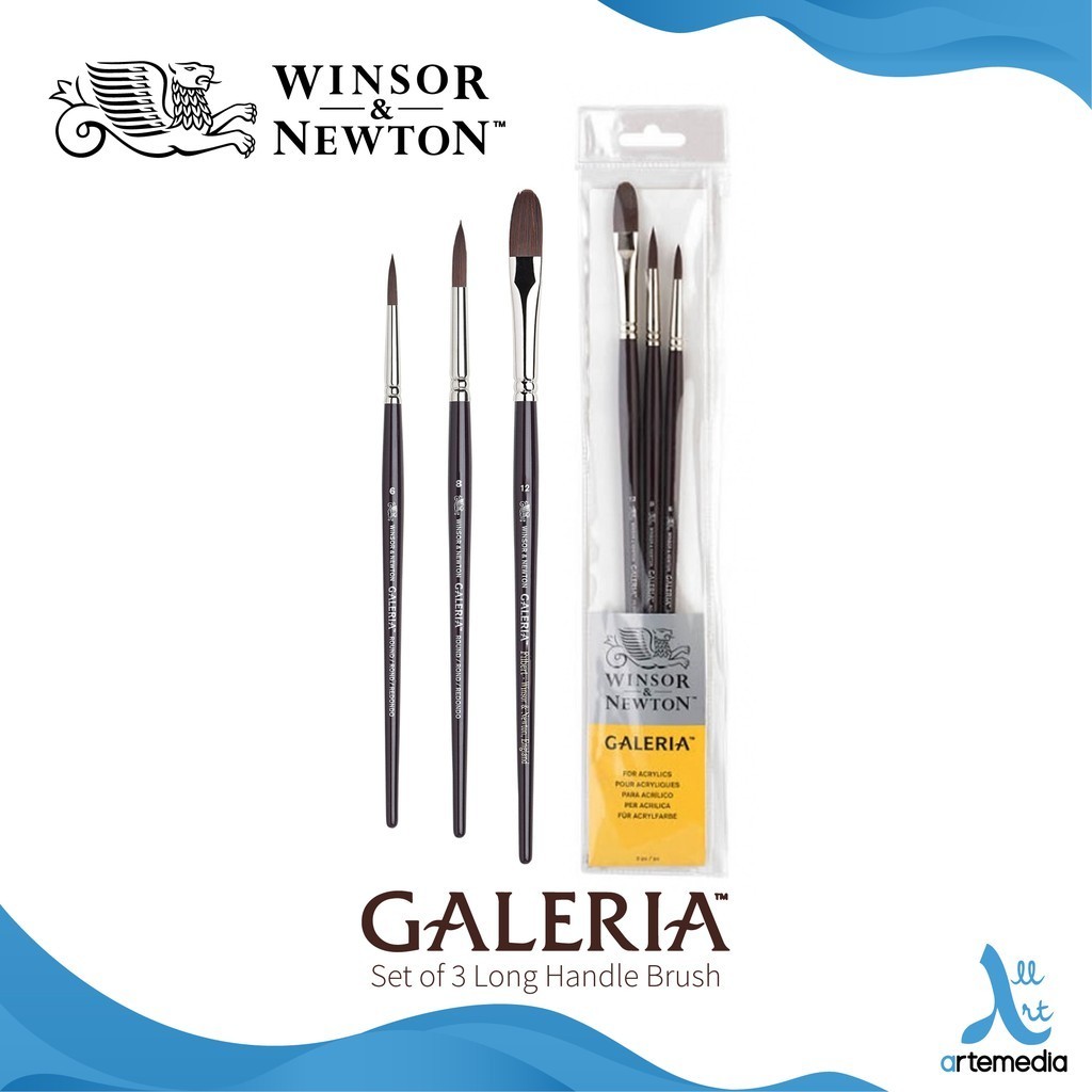 

Winsor & Newton Galeria Set 3 Synthetic Brush Long Handle Kuas Lukis