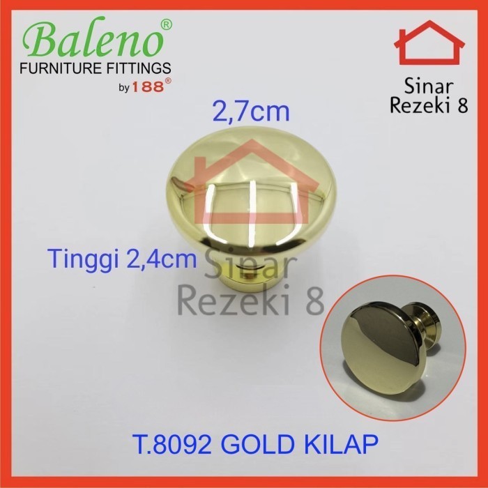 Handle Tarikan Laci 8092 Gold / Emas Knob Pintu Lemari Bulat Klasik Gagang Pintu