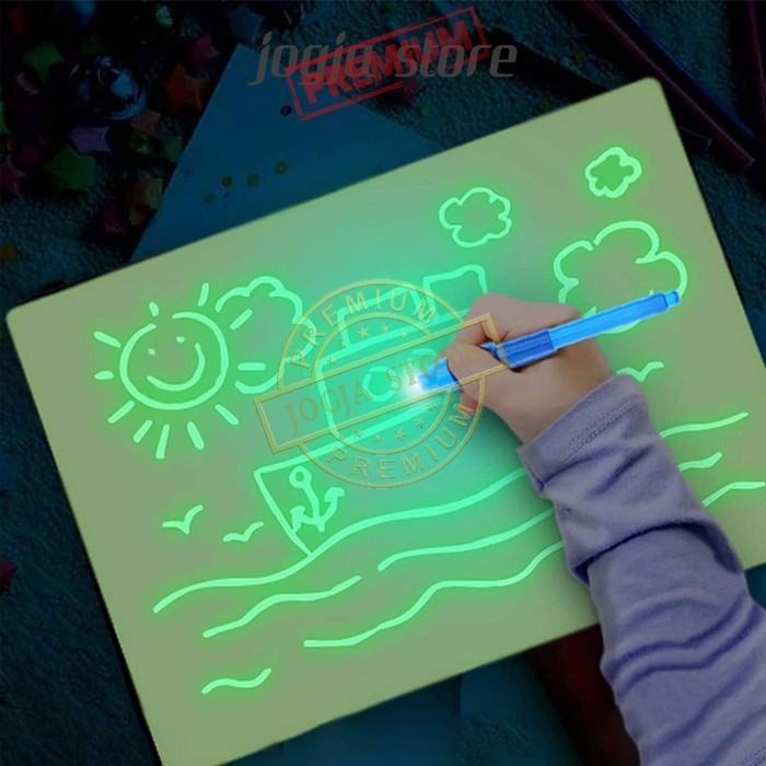 

Buku Gambar Anak Glow In The Dark Papan Tulis Drawing Tablet + LED Pen