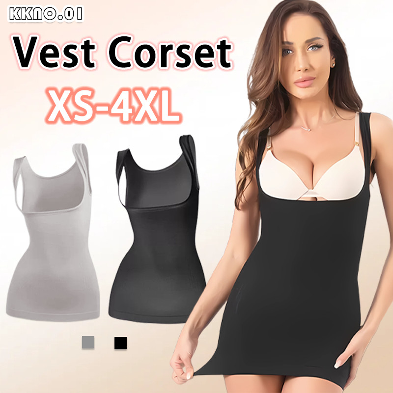 Korset Panjang Wanita Korset Pelangsing Seamless Tanktop Bra Korset Pengecil Mengencangkan Perut 813