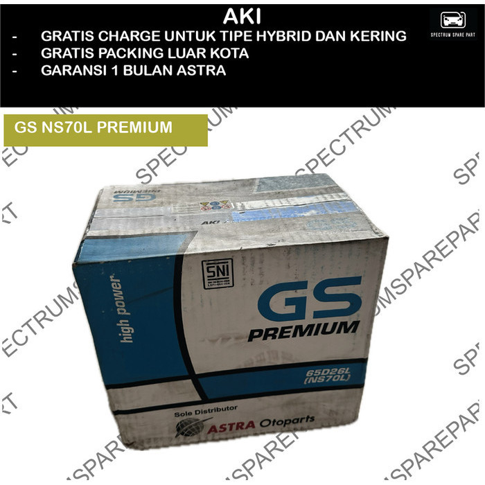 AKI MOBIL GS NS70L PREMIUM (65D26L) ORIGINAL ASTRA 12V 65AH